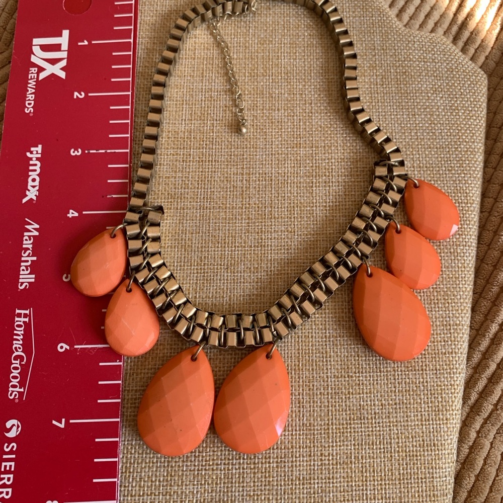 Unique Orange Statement Necklace. Thick Link Chai… - image 4
